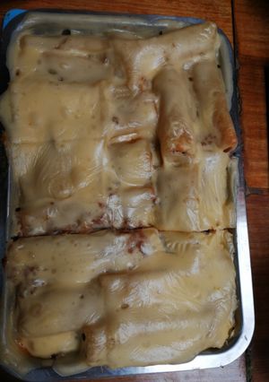Una foto de Canelones con carne molida