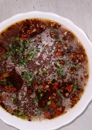 A picture of Black chickpeas soup.