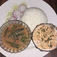 A picture of Sindhi Style Kadi Chawal (RICE🍚🍚)😋😋.