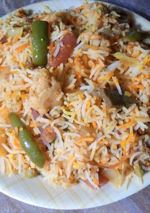 A picture of Vegetables Biryani.