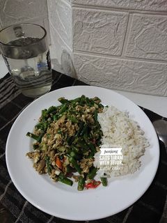 Foto resep Tumis kacang panjang saus tiram with telur orak arik