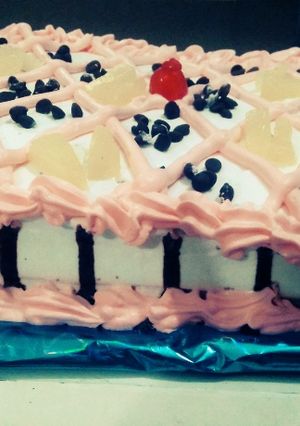 A picture of Cake with chocolate chips.