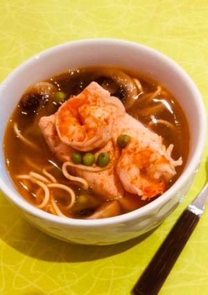Une photo de Mon bouillon Thaï au saumon