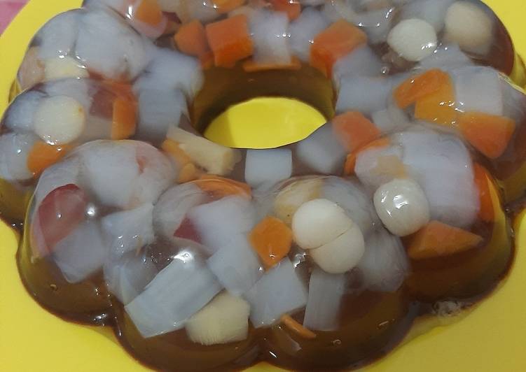 Cara masak Puding cocktail coklat  Mudah