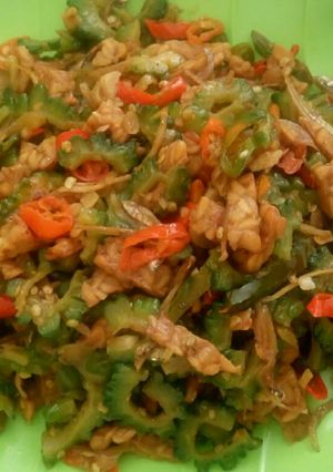 Foto resep Tumis Pare tempe + teri bumbu iris pedas