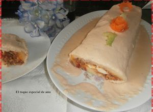 Una foto de Pastel de carne con salsa de charlota y jengibre