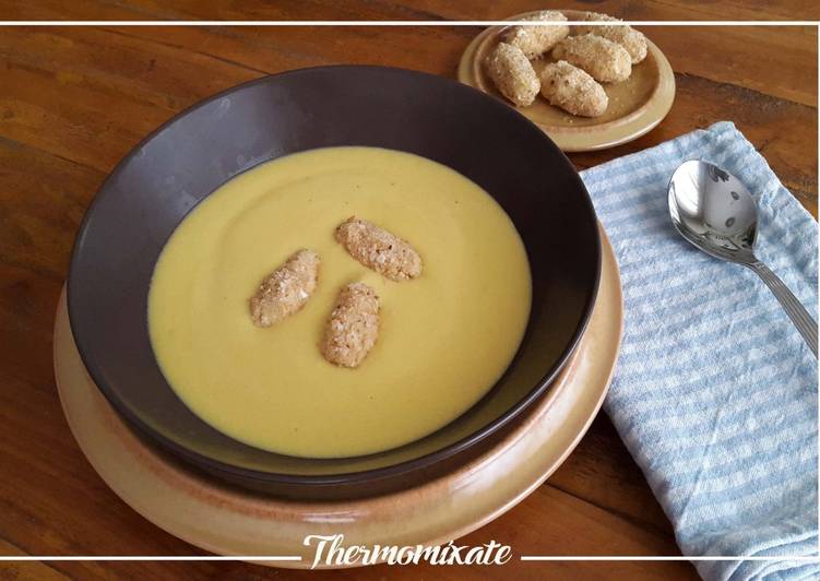 Crema reina de ave y quenelles de parmesano con Thermomix