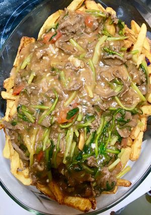 Hình của món Khoai tây xào sốt thịt bò cần tây.