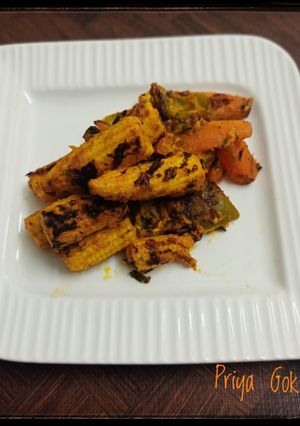A picture of Tava Fried marinated veggies.