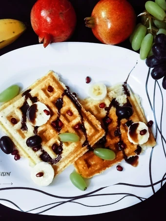 Easy Steps to Prepare Easy Belgian fruit waffle the Delicious Makes you drool
