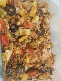 Ensalada de arroz integral y quinoa con vinagreta de mostaza