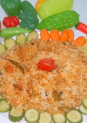A picture of Vegetable Tikka biryani.