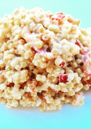 Foto di Fregola sarda con yogurt greco e pancetta