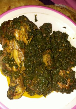 A picture of Palak chicken.