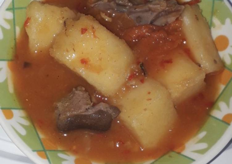 Recipe of Quick Yam soup with goat meat