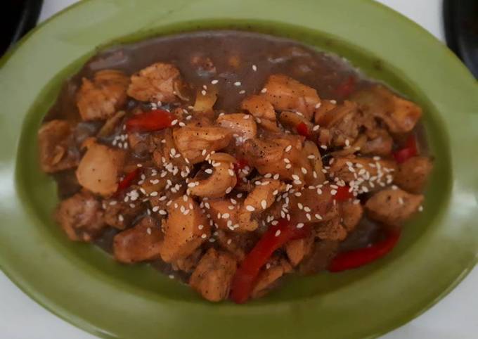 Chicken sauce blackpepper (ayam saus lada hitam)