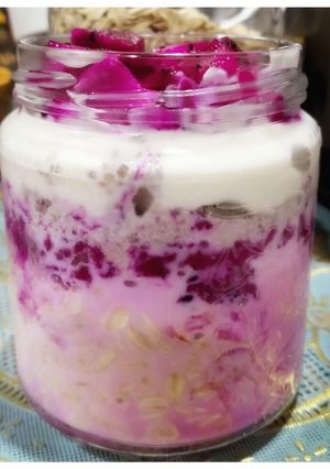 Foto resep Oat overnight (dengan buah naga)
