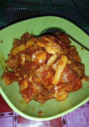 Foto resep Udang tempe kentang pedas manis