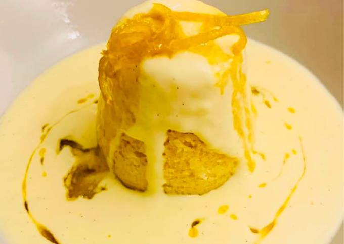 Sicilian Lemon Sponge Pudding with Creme Anglaise & Lemon Honey Syrup