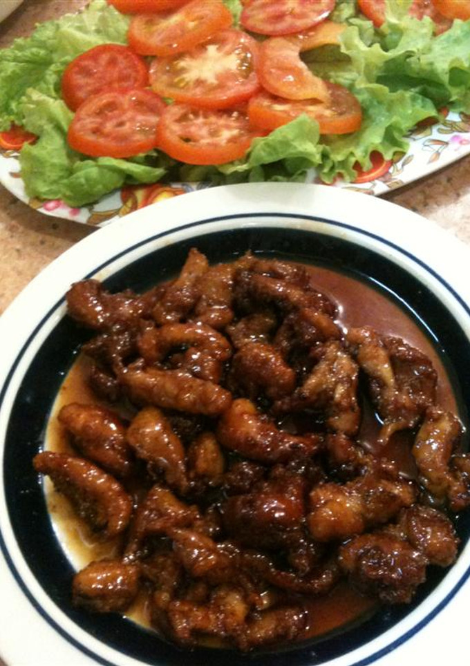 Una foto de Palotes de carne de pollo en salsa agridulce