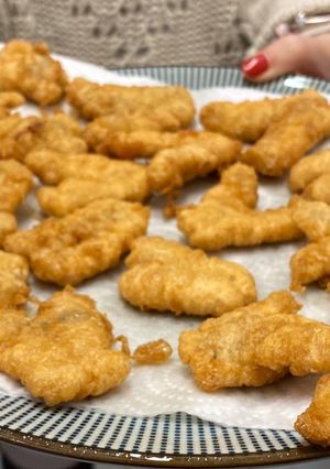 Una foto de Kokotxas de merluza a la romana