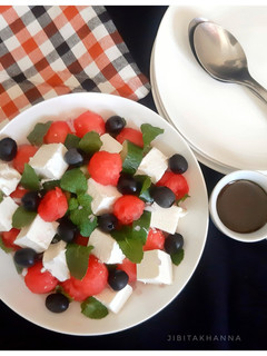 A picture of Refreshing Sweet Savoury Tangy Watermelon Feta Salad.