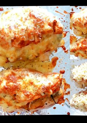 รูปของ อกไก่ยัดไส้เห็ดผักโขมชีส mushroom spinach &cheese stuffed chicken
