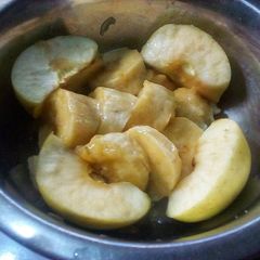 Condensed Milk Apple and Banana Fruit Bowl A picture of Condensed Milk Apple and Banana Fruit Bowl.