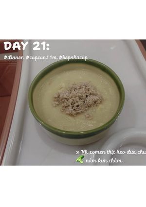 Hình của món 🍜 Mì somen thịt heo dưa chuột nấm kim châm.