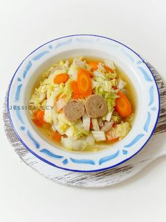 Foto resep Sayur Sawi Putih Campur Bakso dan Wortel