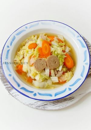 Foto resep Sayur Sawi Putih Campur Bakso dan Wortel