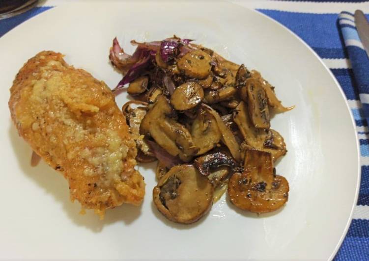 Parmesan-crusted Chicken Breast with Roasted Mushrooms Parmesan-crusted Chicken Breast with Roasted Mushrooms