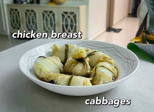 Hình của món [ giảm cân + eat clean ] cải thảo cuộn ức gà.