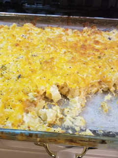A picture of Cheesy Potato casserole.