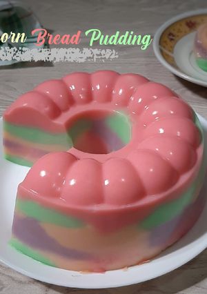 Foto resep Unicorn Bread Pudding (Puding Roti Unicorn)