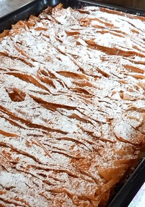 A picture of Bougatsa with Sweetened Condensed Milk 🫓.
