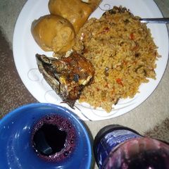 A picture of Moi moi/jallof rice /fish.