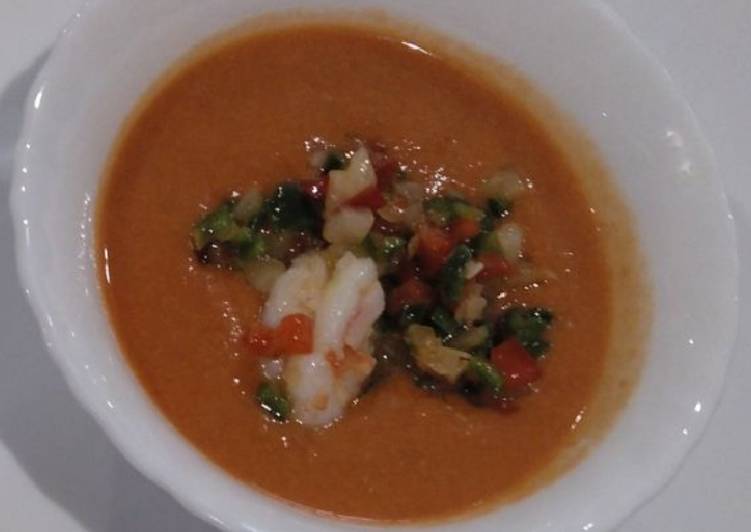 Salmorejo con Pimpirrana y Gambas🍅🥒