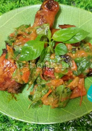 Foto resep Ayam bakar Kecap Madu + Sambal Kemangi (memanfaatkan sisa ayam goreng)