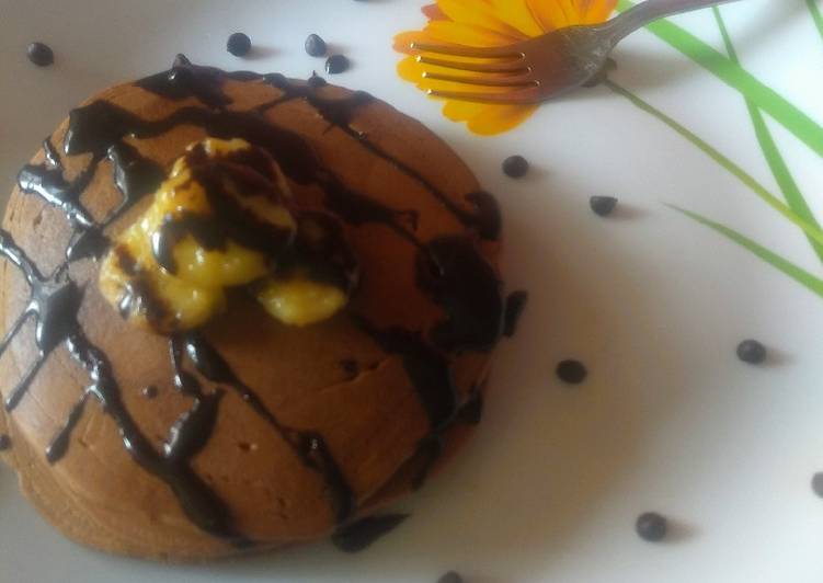 Simple Way to Prepare Award-winning Choco pancake topped with caramelized banana