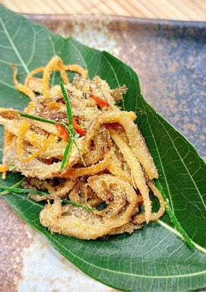 Hình của món Nấm bào ngư cuốn lá sung.