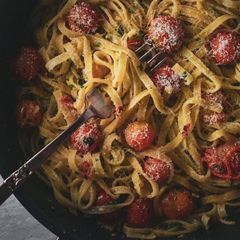 A picture of Tagliatelle With Cherry Tomatoes & Chilli.