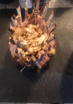 A picture of Crown roast lamb or pork.
