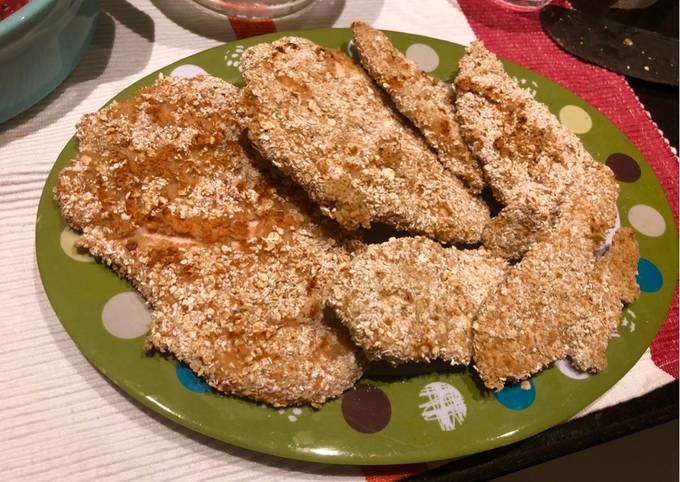 Milanesas de pollo rebozadas en avena Receta de Vale Vespasiani- Cookpad