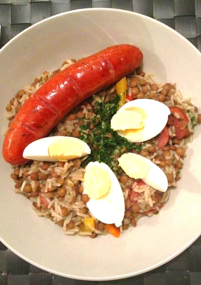 Una foto de Lentejas con Arroz y Merkén (lentejas)