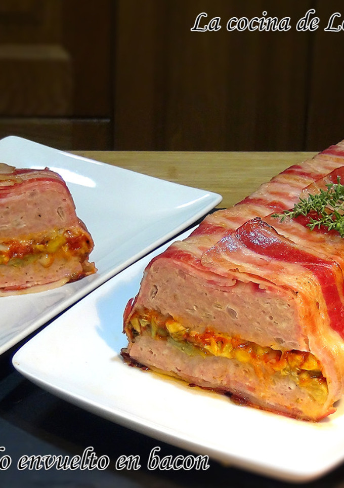 Una foto de Pastel de pollo envuelto en bacon (panceta o tocino ahumado)