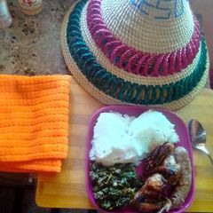 A picture of Heritage day pap, spinach and grilled chicken & wors.