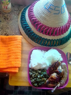 A picture of Heritage day pap, spinach and grilled chicken & wors.