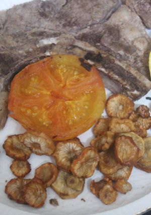 Una foto de Chuletón de ternera para dos con tupinamba (alcachofa de jerusalem)