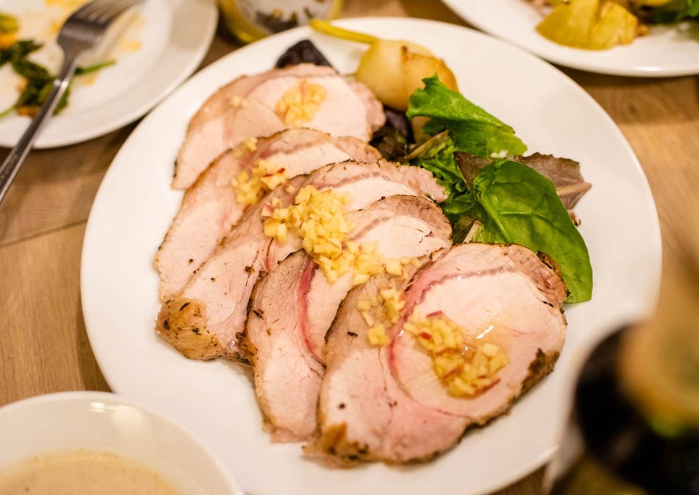 Roast pork with apple sauce